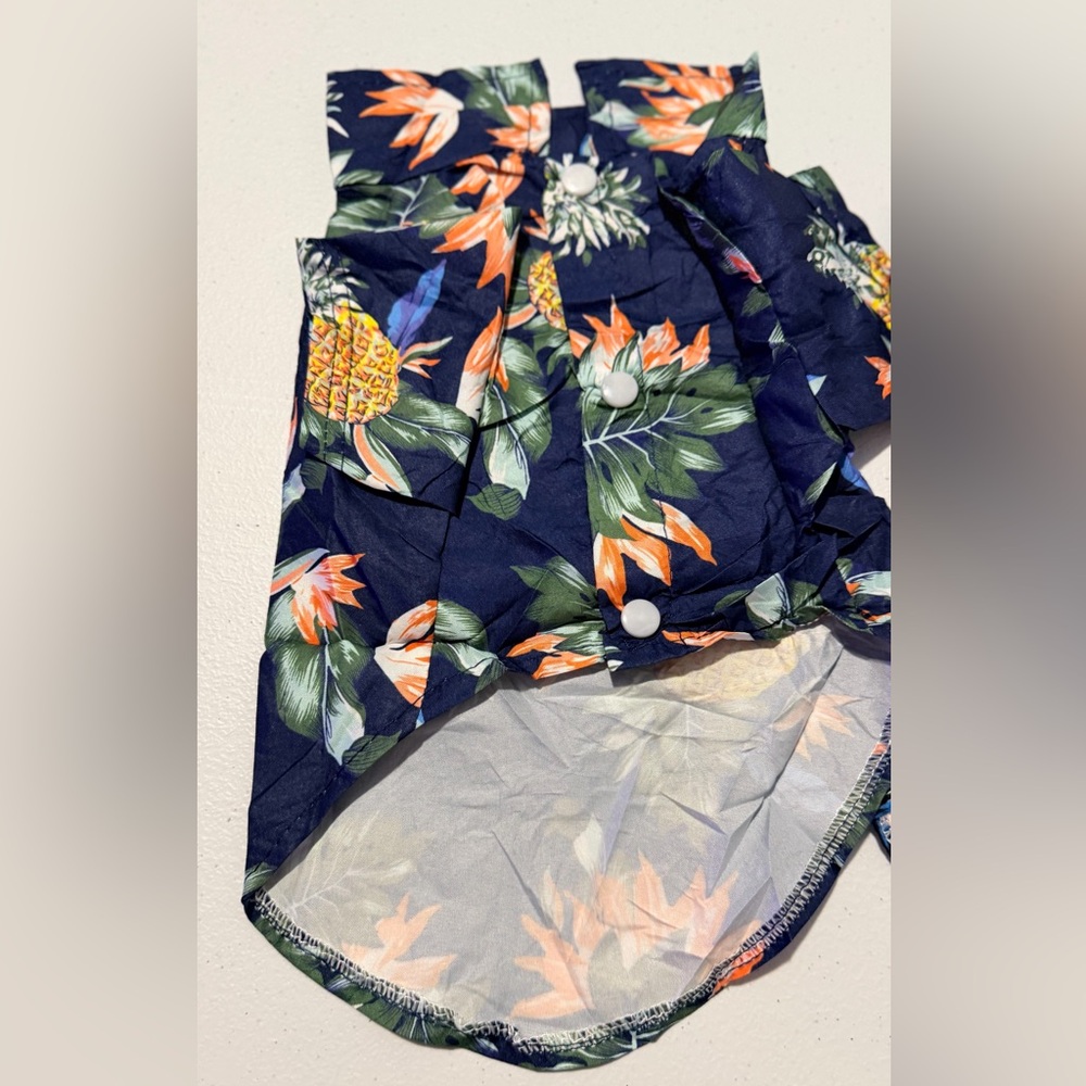 2 pk Floral Hawaiian Shirt Pineapple Palm Tree Beach Cat or Dog Sz L - Picture 8 of 12